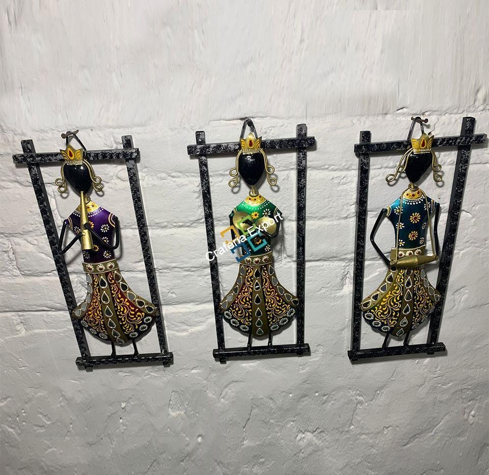 Crown Lady Musician Set of 3 wall hanging handicrafts for home decor