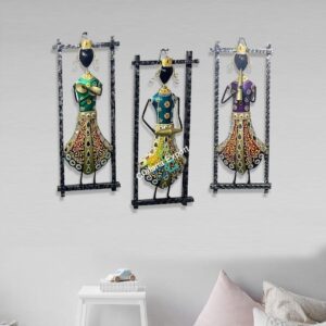 Crown Lady Musician Set of 3 wall hanging handicrafts for home decor