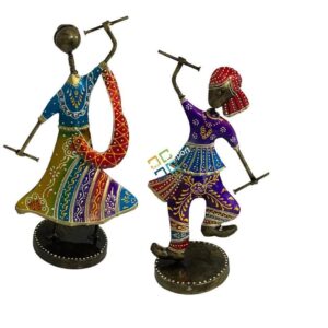 Beautiful Handcrafted Dandiya Showpiece with couple dancing set of 2 for home decor or gift