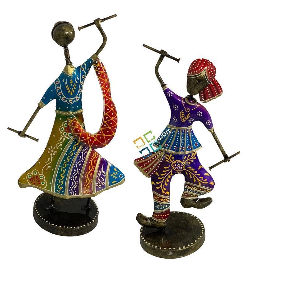 Beautiful Handcrafted Dandiya Showpiece with couple dancing set of 2 for home decor or gift