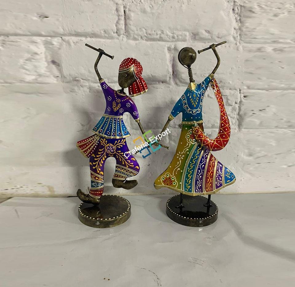 Beautiful Handcrafted Dandiya Showpiece with couple dancing set of 2 for home decor or gift