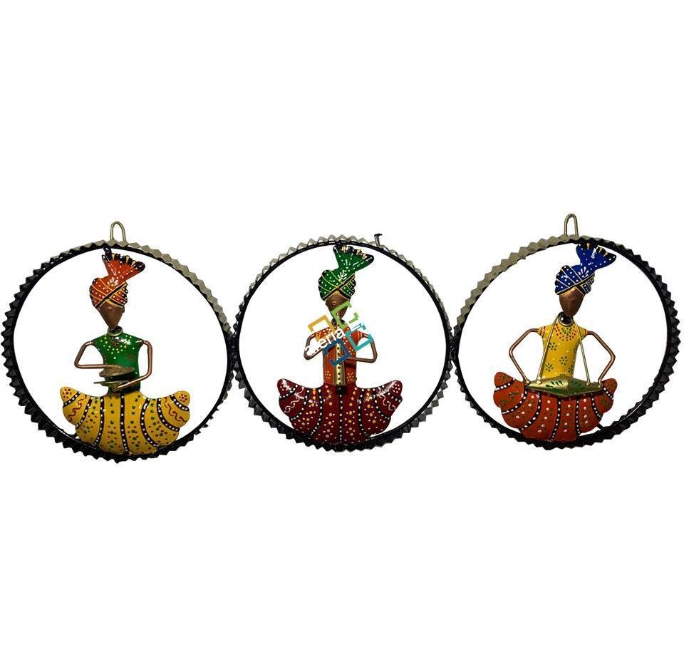 Hand Painted Colorful Metal Crafted Traditional Musician Wall Panel for Wall Decor