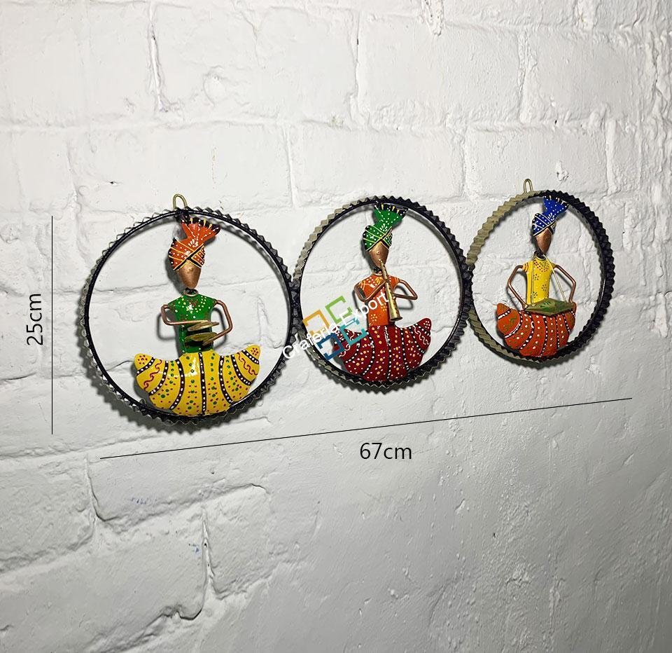 Hand Painted Colorful Metal Crafted Traditional Musician Wall Panel for Wall Decor