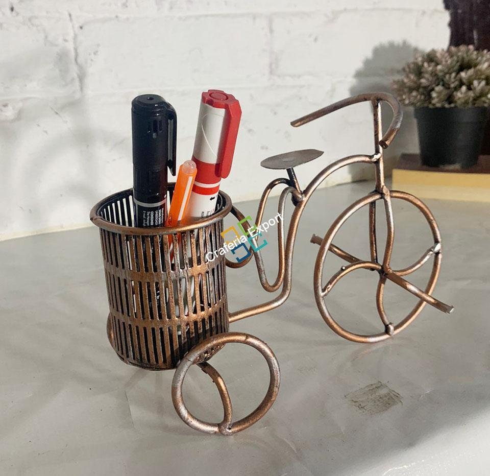 Antique Cycle Table top Showpiece of Metal Crafted Pen Stand/Desk Organizer