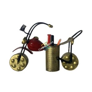 Metal Decorative Bullet  Bike Pen Stand Holder Table Desk Organizer Showpiece(Red,Silver)