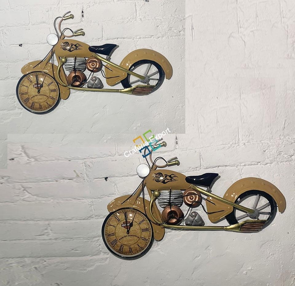 Metallic Bike Shaped Wall Hanging Clock for home decor /interior decor