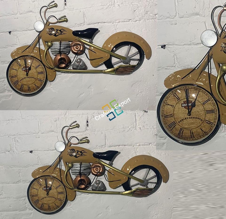 Metallic Bike Shaped Wall Hanging Clock for home decor /interior decor