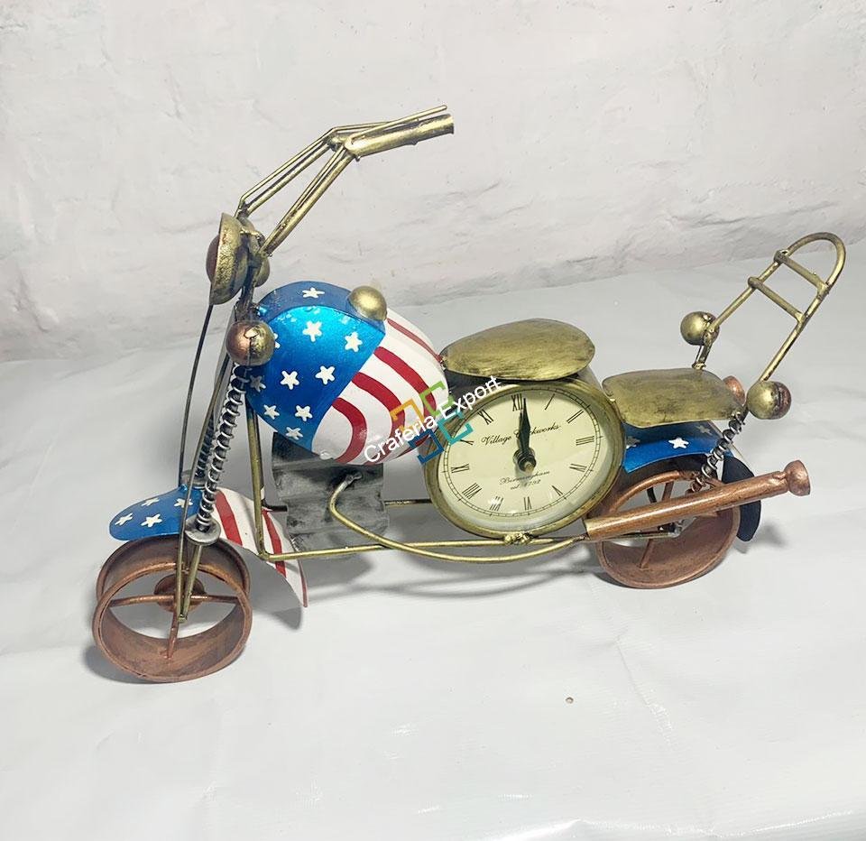 Antique Colorful Bullet Bike table top showpiece with clock