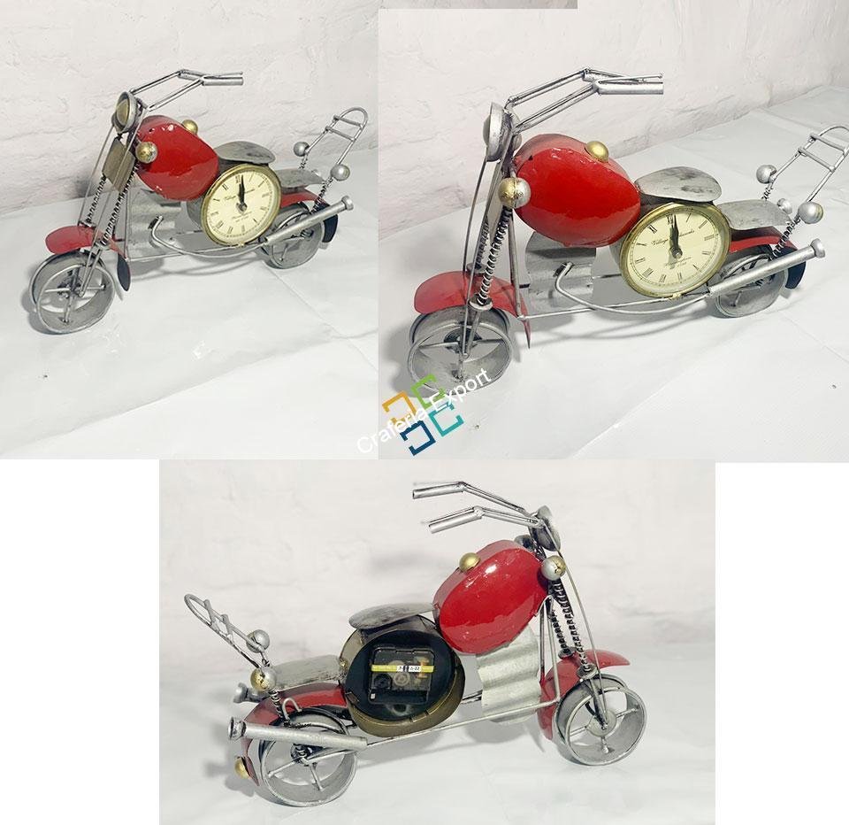 Antique Colorful Bullet Bike table top showpiece with clock