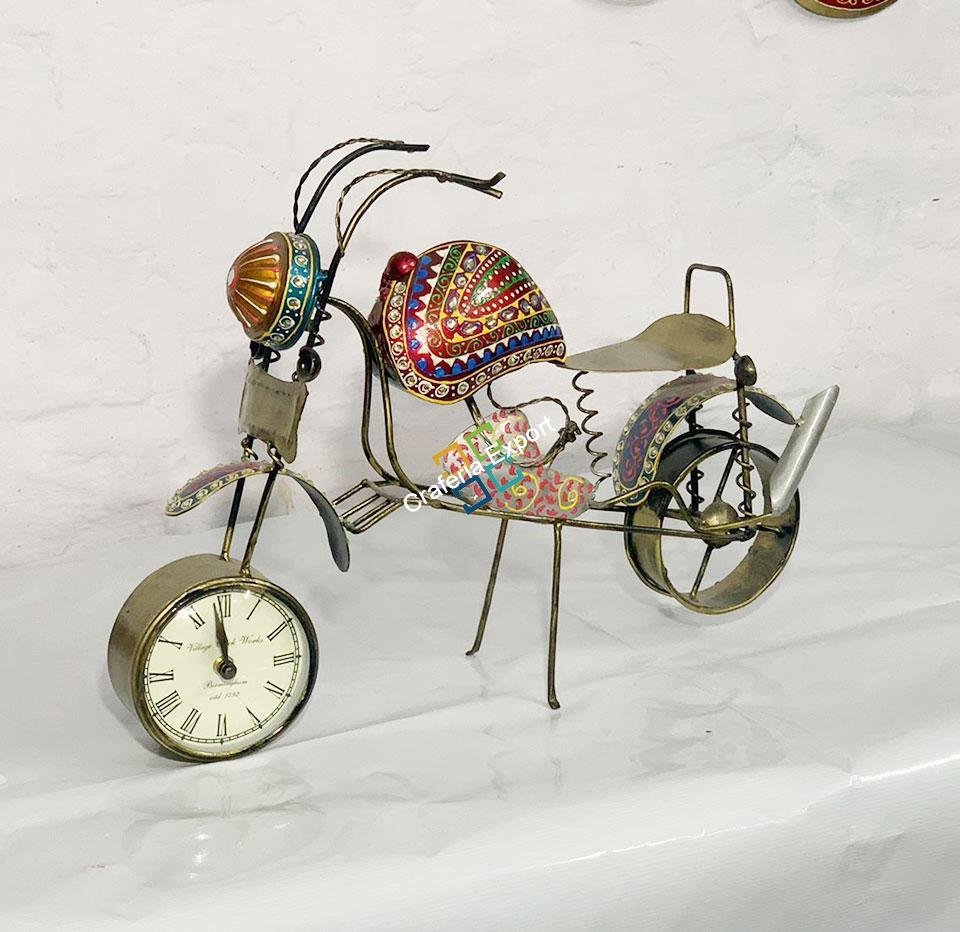 Antique Bullet Motorbike Table Top Clock Decorative Showpiece Gift