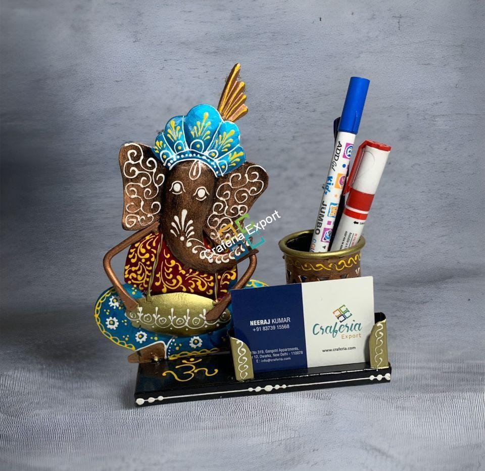 Multicolored Metal Ganesh Pen Stand/Card Holder
