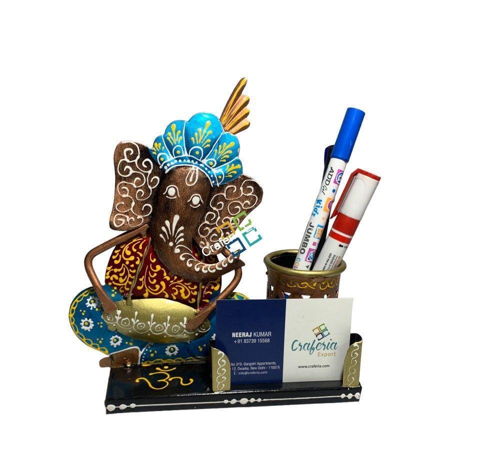 Multicolored Metal Ganesh Pen Stand/Card Holder