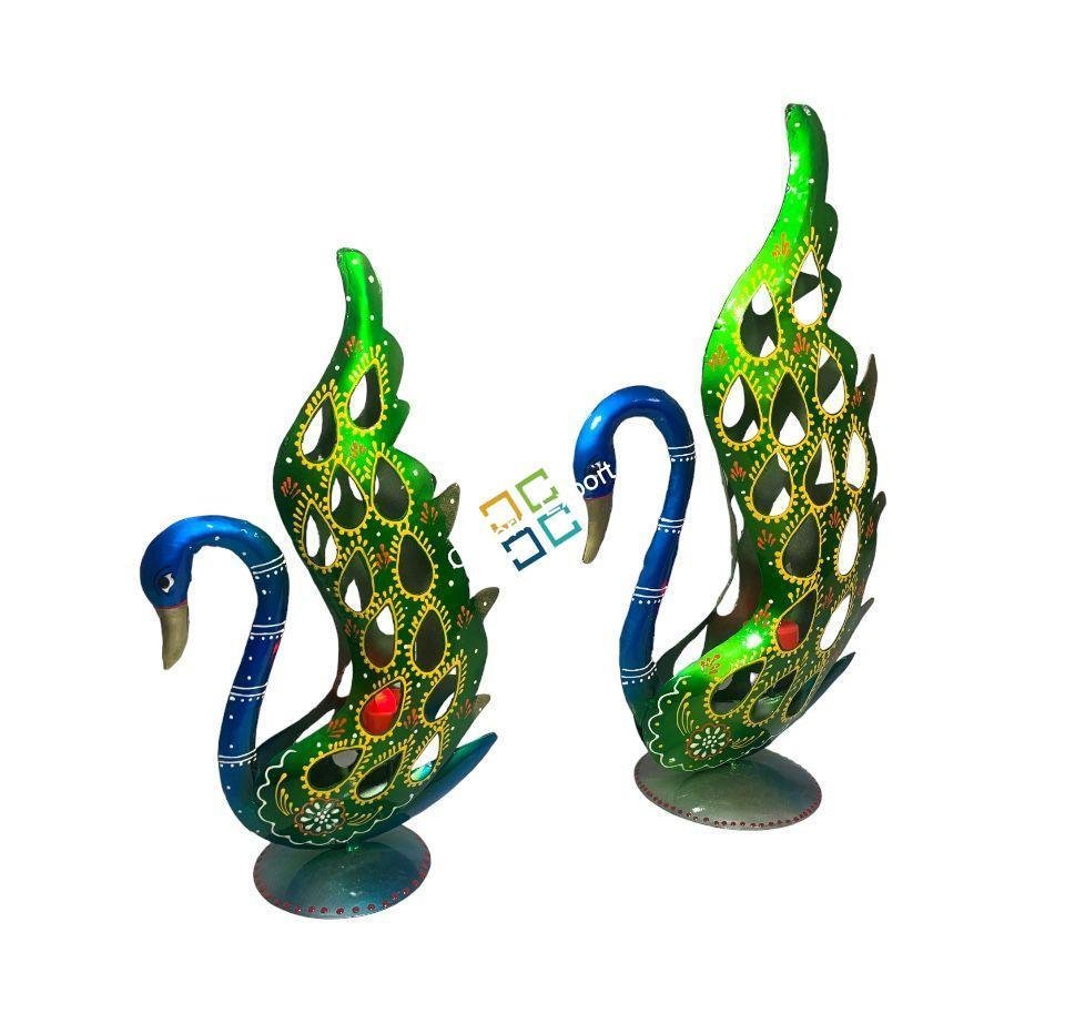 Beautiful peacock showpiece with candle holder stand set of 2 for home decor