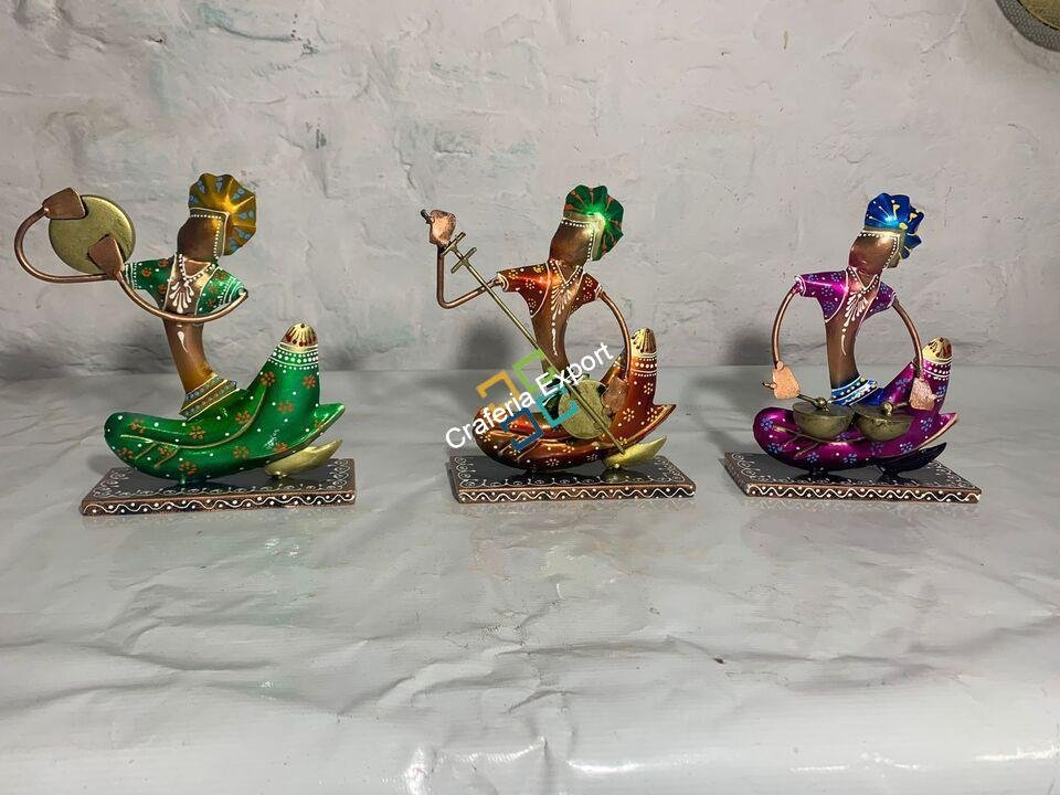 Metal Rajasthani Musician showpiece for home decoration set of 3