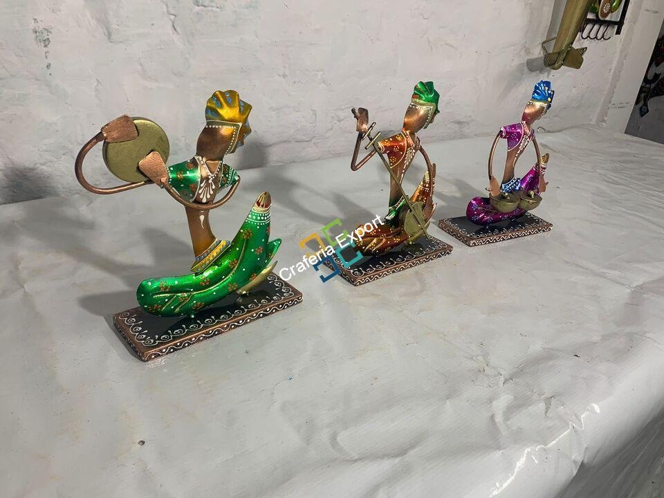 Metal Rajasthani Musician showpiece for home decoration set of 3