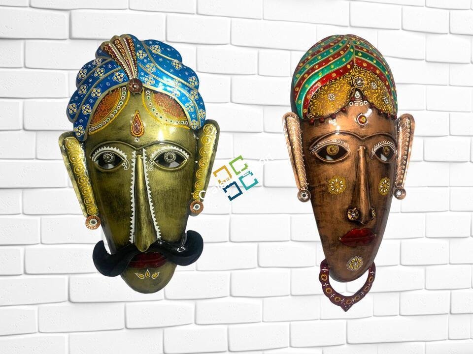 Wrought Iron Tribal Coupon mask wall decor home office interior decoration  set of 2