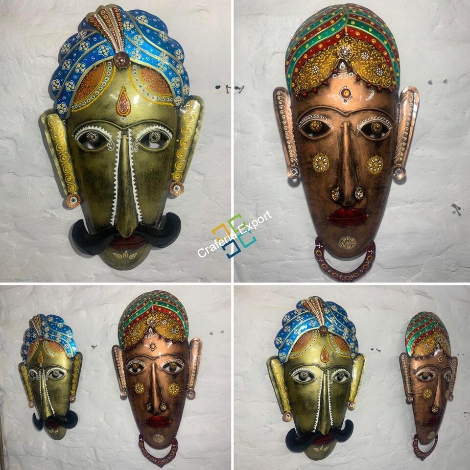Wrought Iron Tribal Coupon mask wall decor home office interior decoration  set of 2
