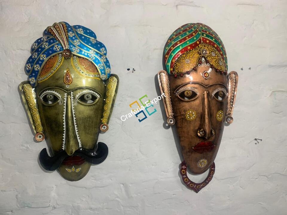 Wrought Iron Tribal Coupon mask wall decor home office interior decoration  set of 2