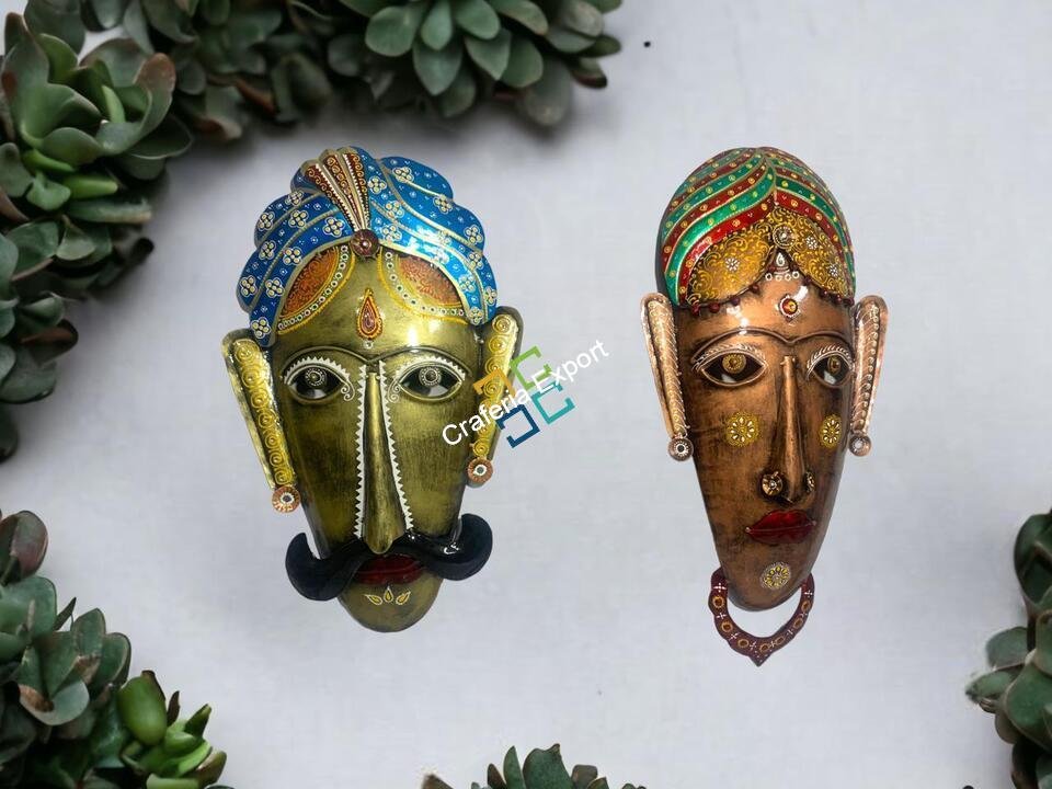 Wrought Iron Tribal Coupon mask wall decor home office interior decoration  set of 2