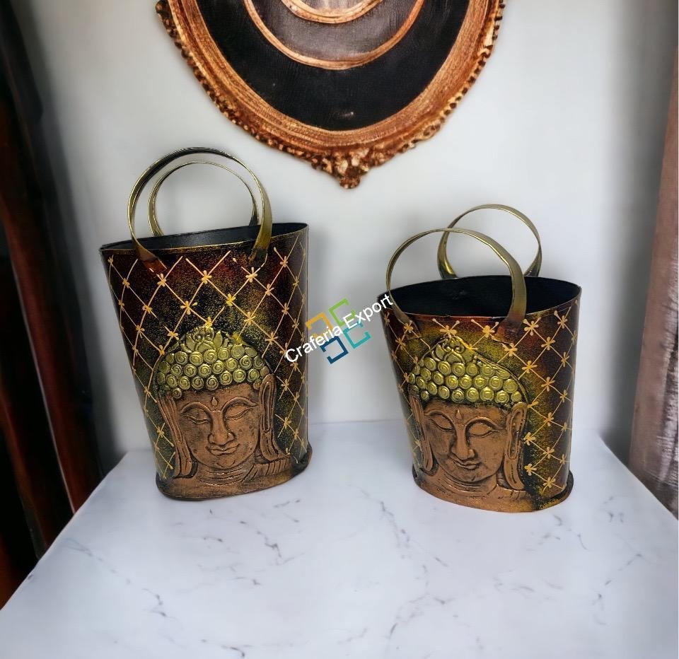 Handcrafted Buddha Bucket shaped Magazine desk organizer