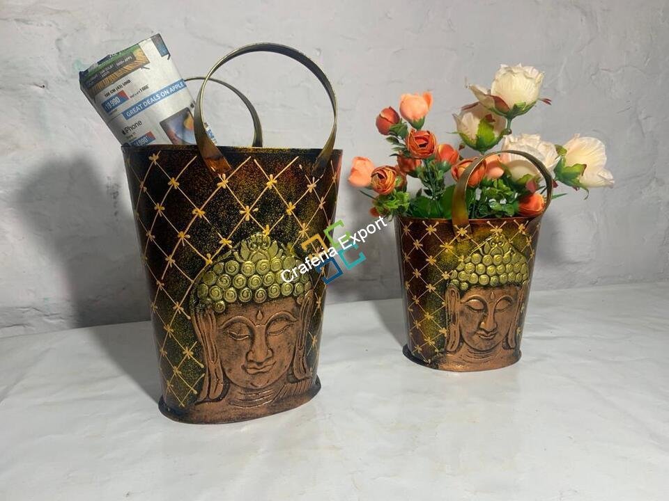 Handcrafted Buddha Bucket shaped Magazine desk organizer