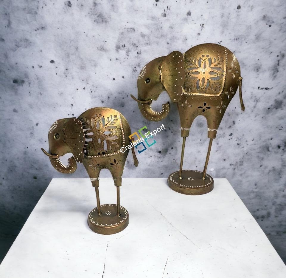 Metal Elephant Tea Light Candle Holder Stand Decorative Showpiece for Home/Gifts  set of 2