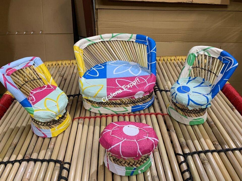Handmade Eco-Friendly Bamboo Kids Sofa Set Toy for Kanha Ji/ Playing Decoration Sofa / Miniature showpiece