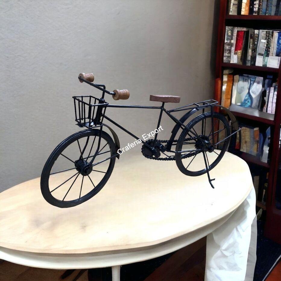 Vintage Wooden miniature cycle showpiece with basket handcrafted for home decor