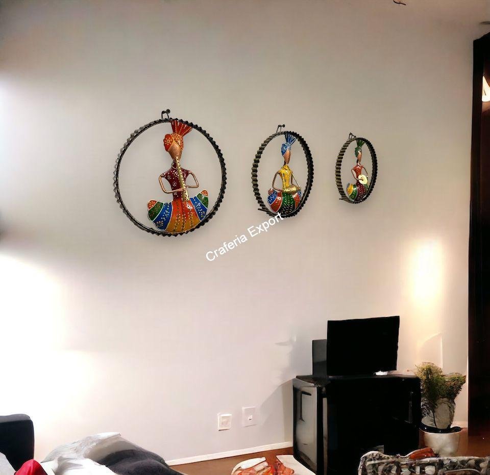 Musican Sardar Wall Hanging Decorative Metal Wall Art Decor for home,office,Cafe and gifts set of 3