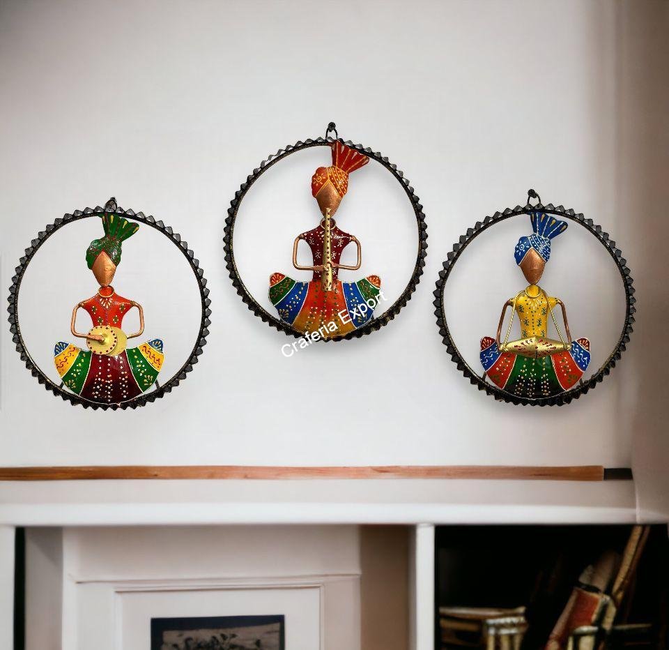 Musican Sardar Wall Hanging Decorative Metal Wall Art Decor for home,office,Cafe and gifts set of 3