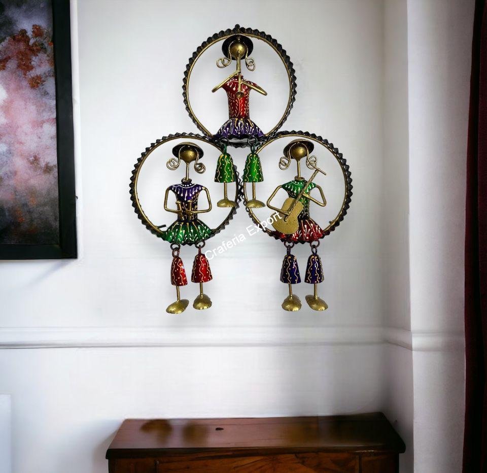 Multicolour Metal Dancing Doll Musicians Circle for home decorative Items Wall Art Wall hanging Gifts and decor