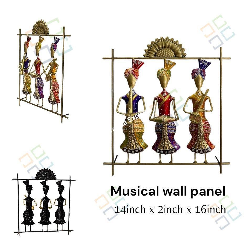 Multicolor Sardar frame metal wall decor panel for living room,office / Musicians Playing Music Metal Wall Art