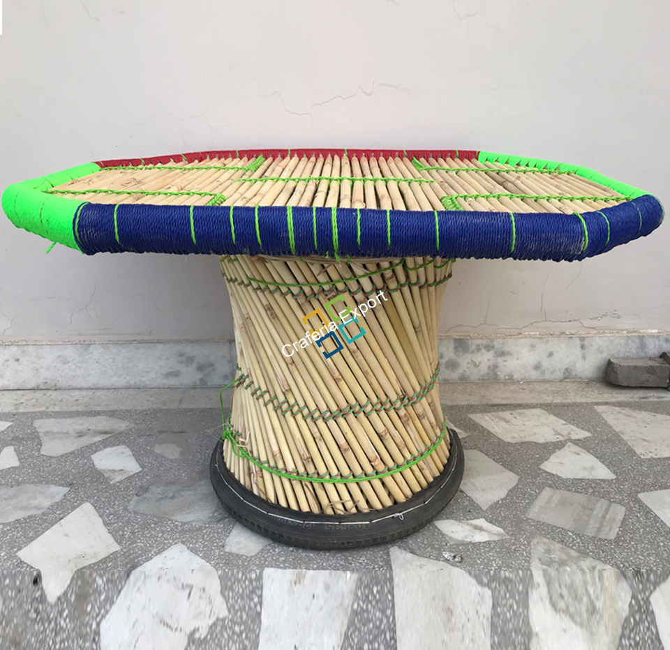 Bamboo Handcrafted Table /Mudha Table for Outdoor/Indoor - Large Size