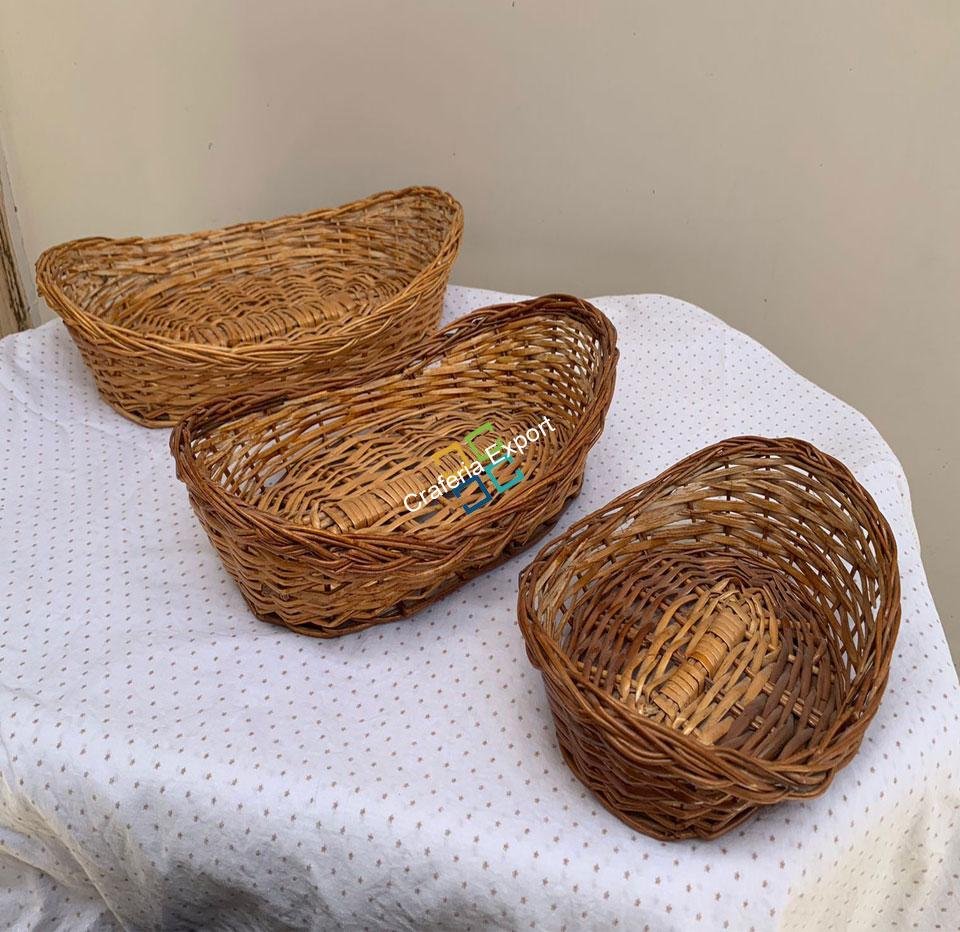 Multipurpose Oval Shaped Bamboo Basket  ( Set of 3 )