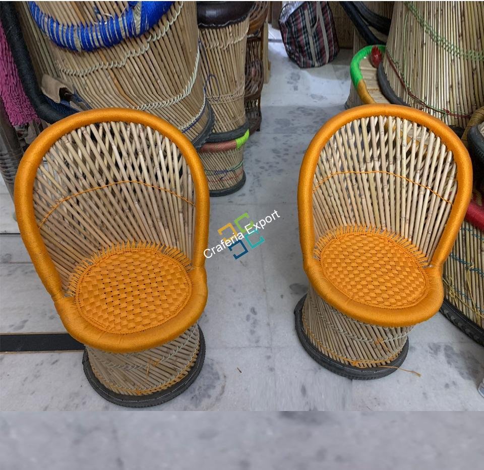 Bamboo Mudha Chairs Set of 2 Living room Furniture Ascents | Dining Chairs -Medium size Furniture