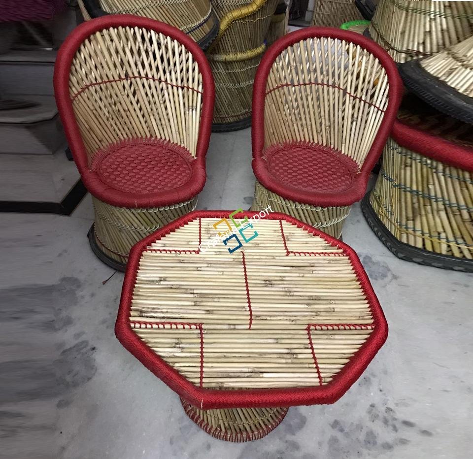 Bamboo Mudha Chairs Set of 2 Living room Furniture Ascents | Dining Chairs -Medium size Furniture