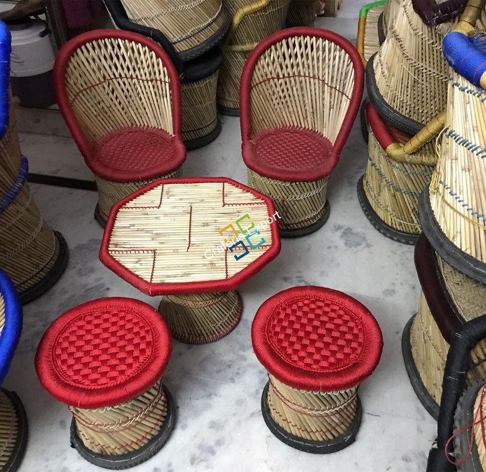 Bamboo Mudha Chairs Set of 2 Living room Furniture Ascents | Dining Chairs -Medium size Furniture