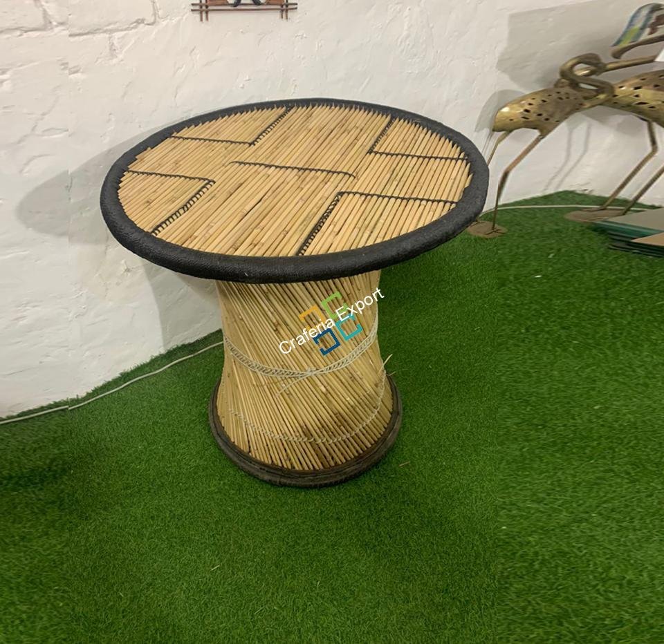 Bamboo Round Table with Extra Height For Living Rooms, Hotels, Garden, Bars Use -Black color