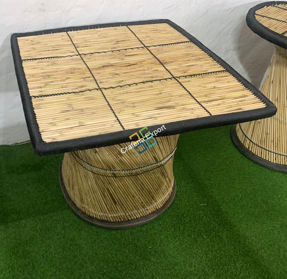 Bamboo Square Top Handmade High Table | Home , Office ,Garden Coffee Dinner Table,  - Black Color