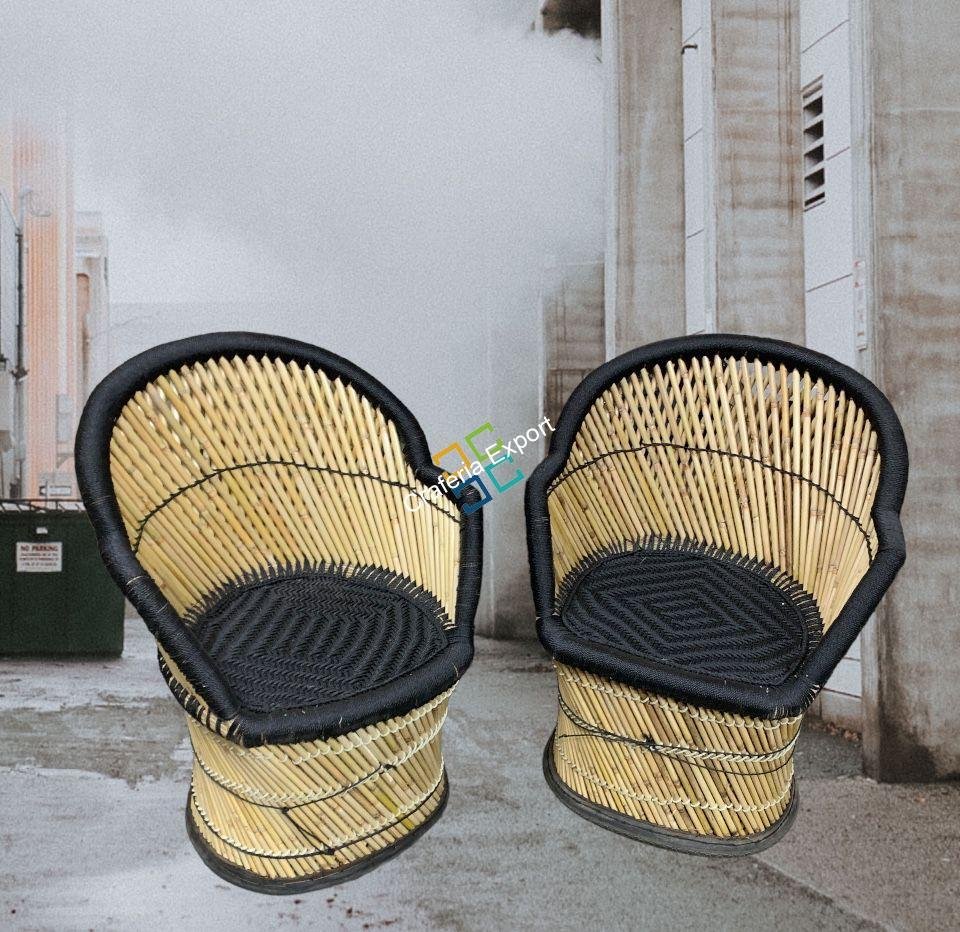 Bamboo Handmade Black XL Chairs Furniture  Set with Armrest -Portable ,Durable Chairs for Indoor outdoor Use.