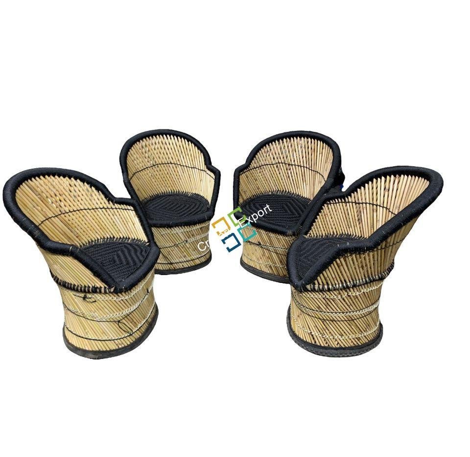 Bamboo Handmade Black XL Chairs Furniture  Set with Armrest -Portable ,Durable Chairs for Indoor outdoor Use.