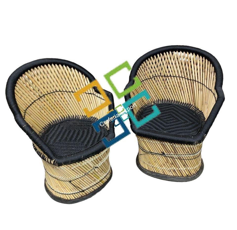Bamboo Handmade Black XL Chairs Furniture  Set with Armrest -Portable ,Durable Chairs for Indoor outdoor Use.