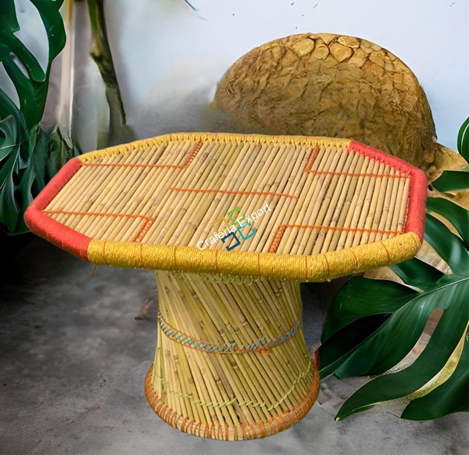 Bamboo Handmade Hexagon Table -Multi color For Living Area , Garden , Hotels