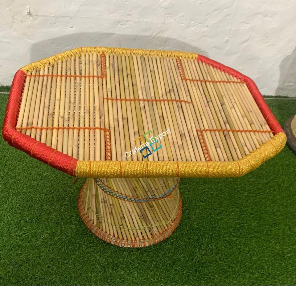 Bamboo Handmade Hexagon Table -Multi color For Living Area , Garden , Hotels