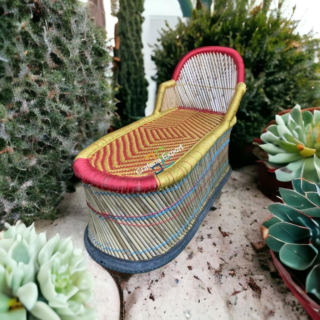 Eco-friendly Bamboo Long Mudha Chair for Indoor/Outdoor with Armrest in multicolour