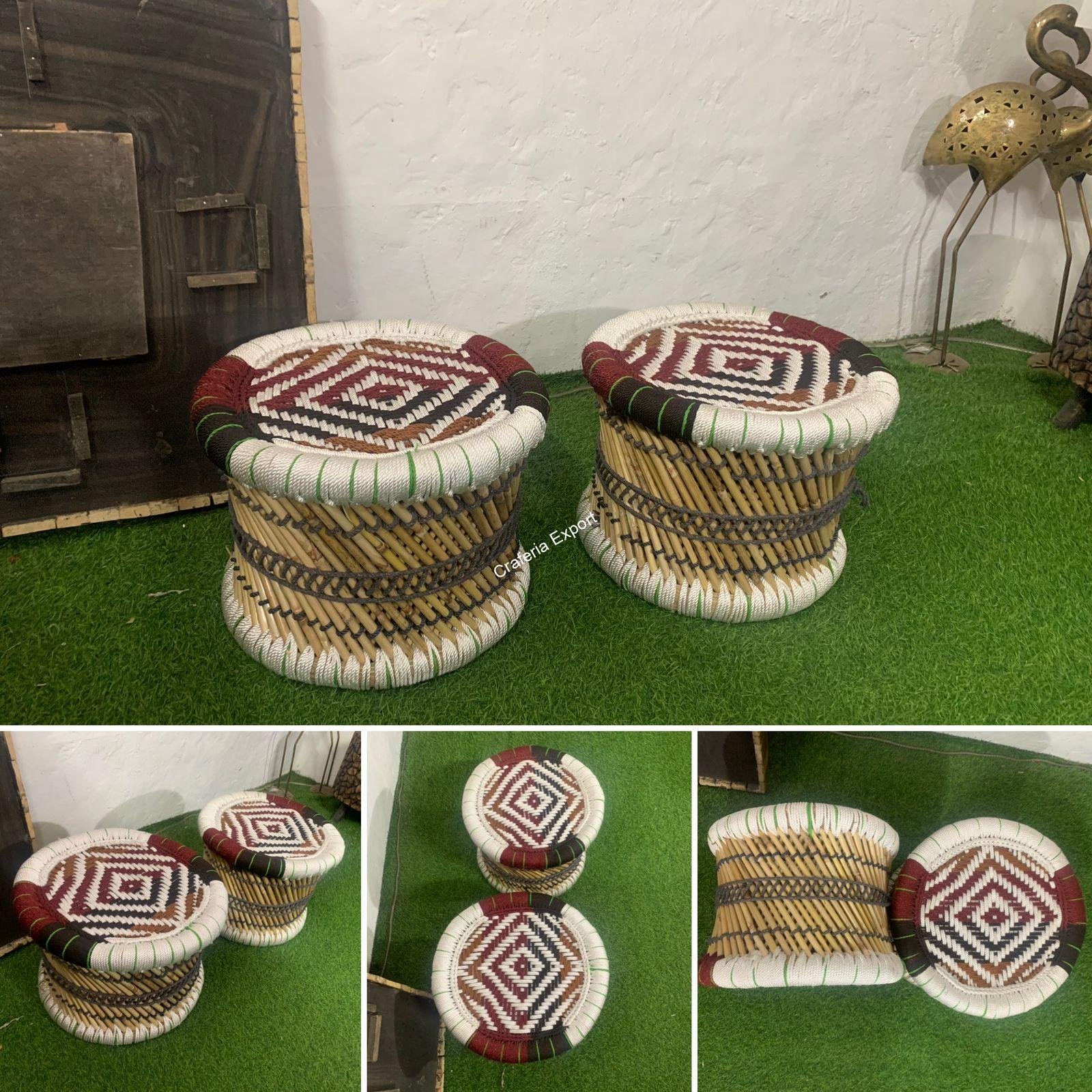 Handcrafted Bamboo Stool Indoor/Garden,Muddi/mudda