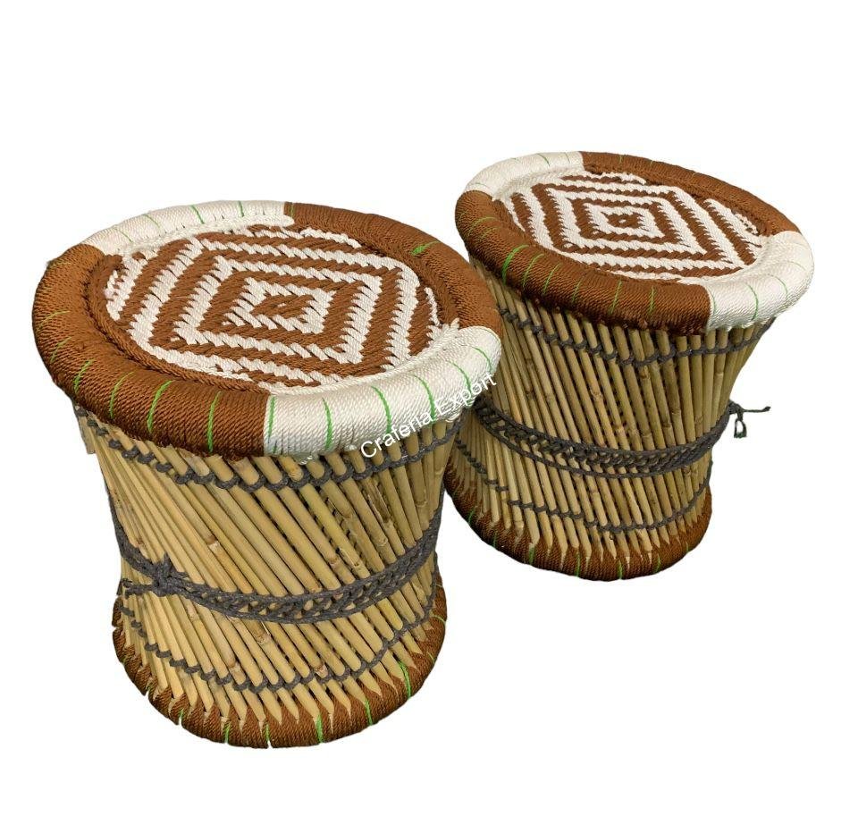 Natural Bamboo Handmade Stool /Mudda of Rashmi Fabrics for Indoor and Outdoor