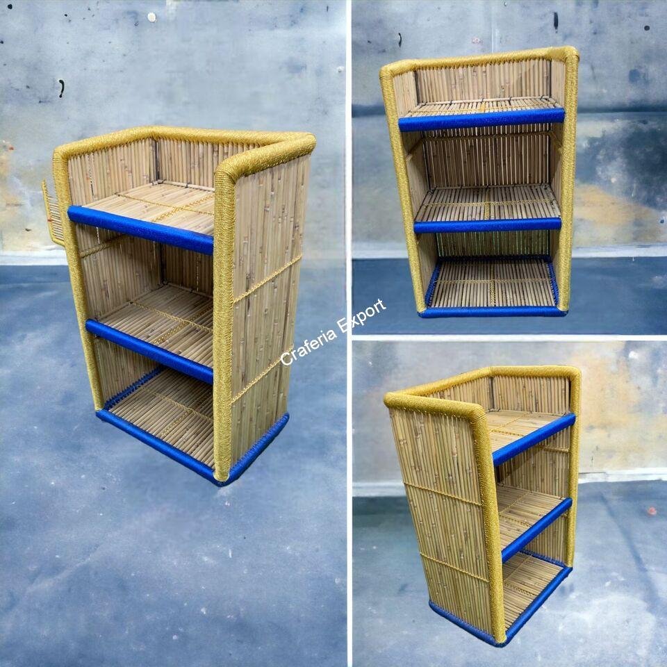 Ethnic Contemporary Book Shelves, Bamboo Bookcase shelf storage Rack for for living room and outdoor