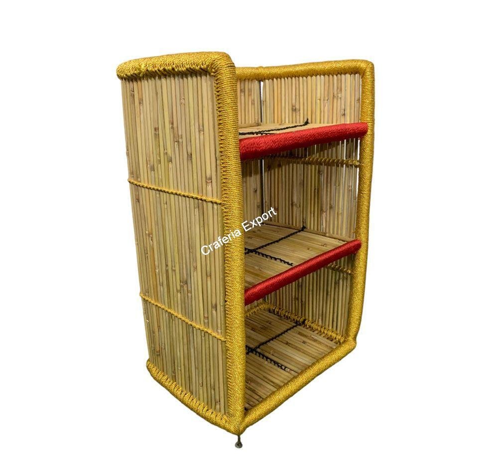 Ethnic Contemporary Book Shelves, Bamboo Bookcase shelf storage Rack for for living room and outdoor