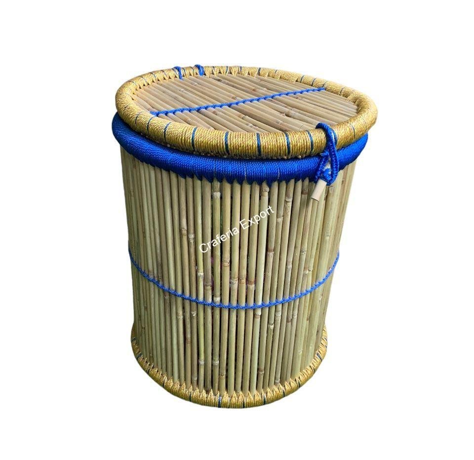 Eco-Friendly Round Bamboo Cane Jute Rope Hand Made Laundry Storage Basket
